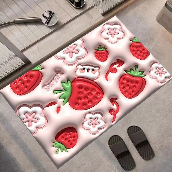 Килимок антиковзний у ванну кімнату 3D полуниця 40х60 см (D00416-2) - фото 3 Килимок антиковзний у ванну кімнату 3D полуниця 40х60 см (D00416-2) - фото 3