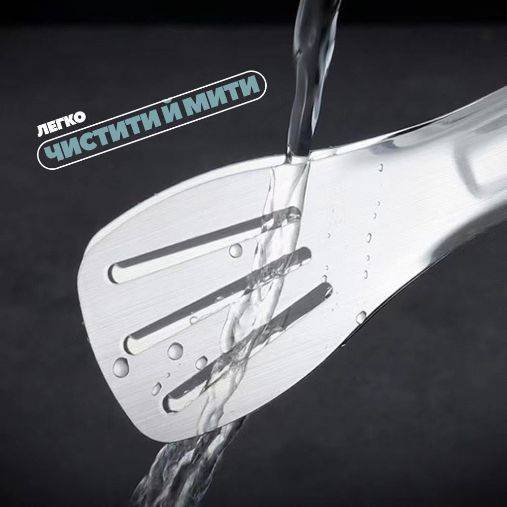 Лопатка-щипцы для барбекю и сковороды стальная (SHPCKH-0728) - фото 4