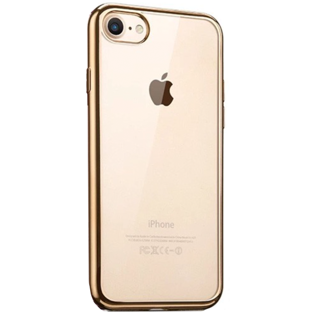 Прозрачный чехол накладка Silicone Case with Chrome Rim for iPhone 7/8/SE, Gold