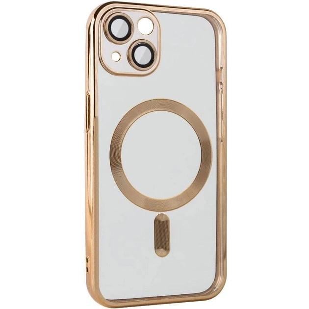 TPU хромовий чохол Chrome with Magnetic + захист камери для Apple iPhone 15 (6.1") Gold - фото 3