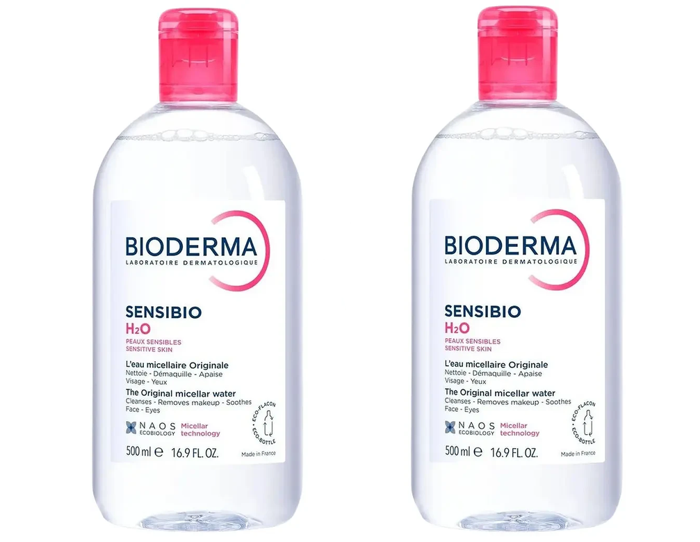 Лосьон мицеллярный для снятия макияжа Bioderma Sensibio H2O для чувствительной кожи 1 л 2х500 мл
