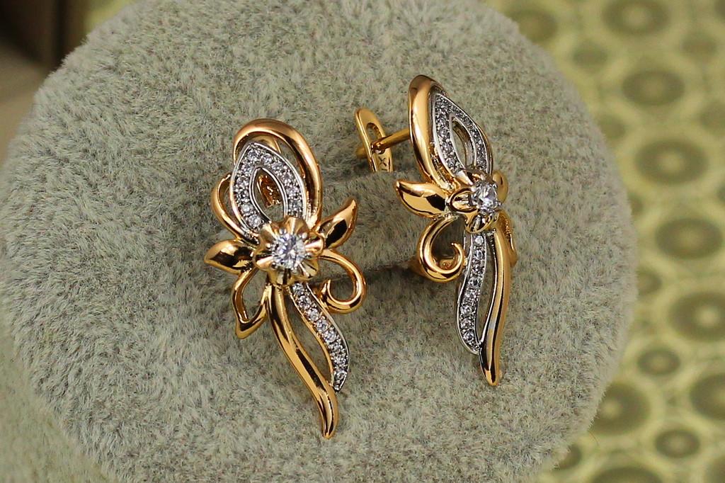 Серьги Xuping Jewelry Фокус с родием 1,1 см Золотистый (2629127611) - фото 2 Серьги Xuping Jewelry Фокус с родием 1,1 см Золотистый (2629127611) - фото 2