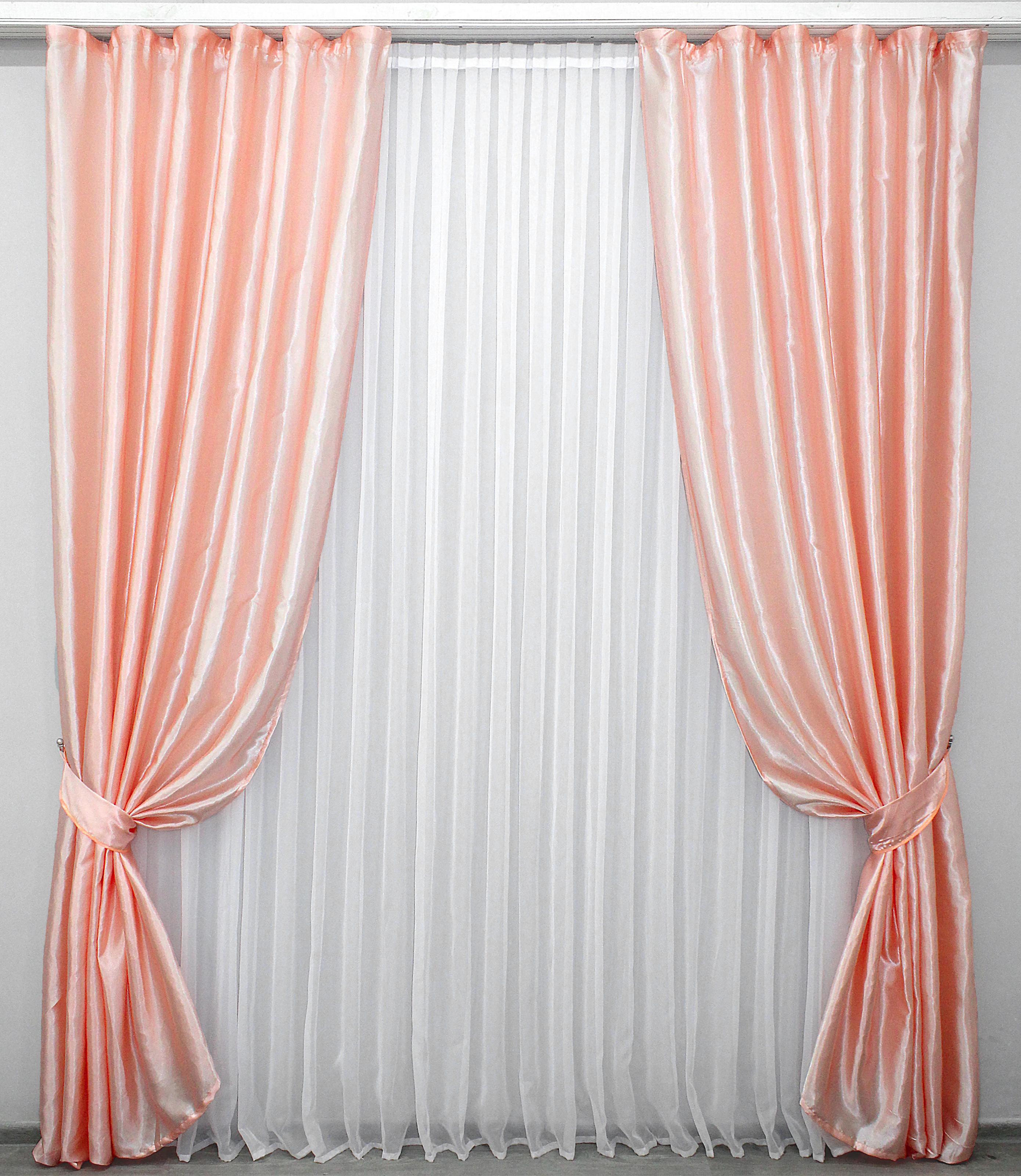 Комплект штор VR-Textil Атлас № 742ш 100х270 см 2 шт. Персиковый (31-259)