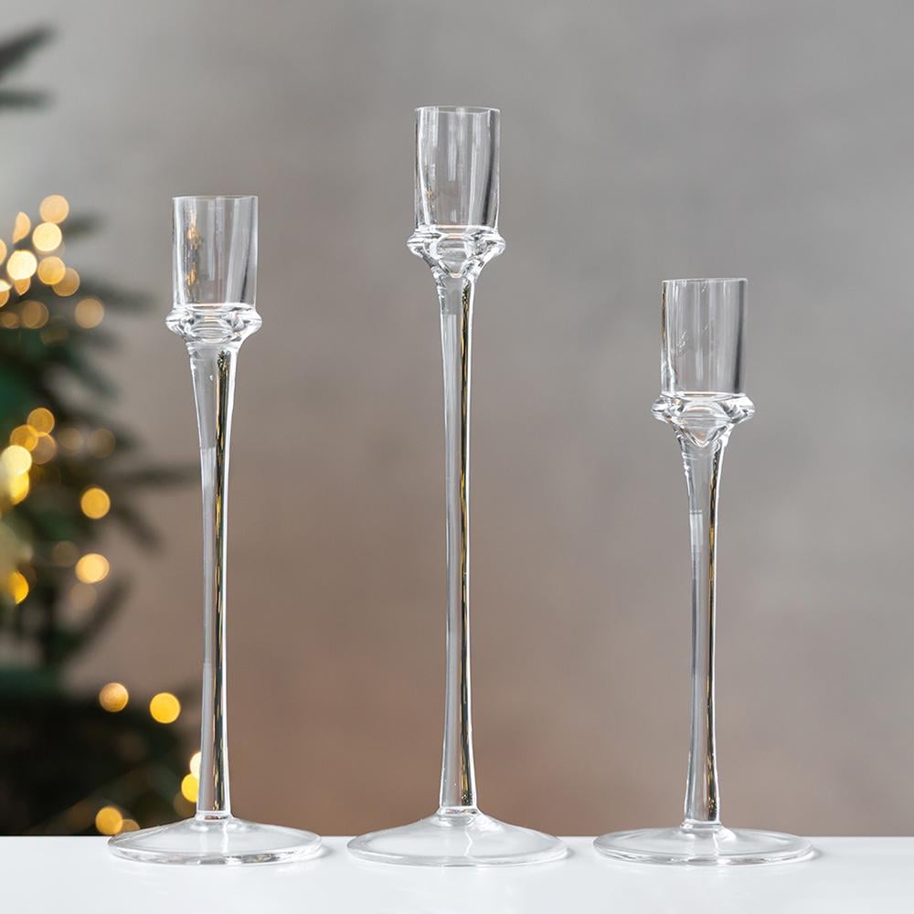 Набір декоративних свічників для інтер'єру Витонченість 3 шт. зі скла та металу Прозорий (147-81-2020-012) - фото 5 Набір декоративних свічників для інтер'єру Витонченість 3 шт. зі скла та металу Прозорий (147-81-2020-012) - фото 5