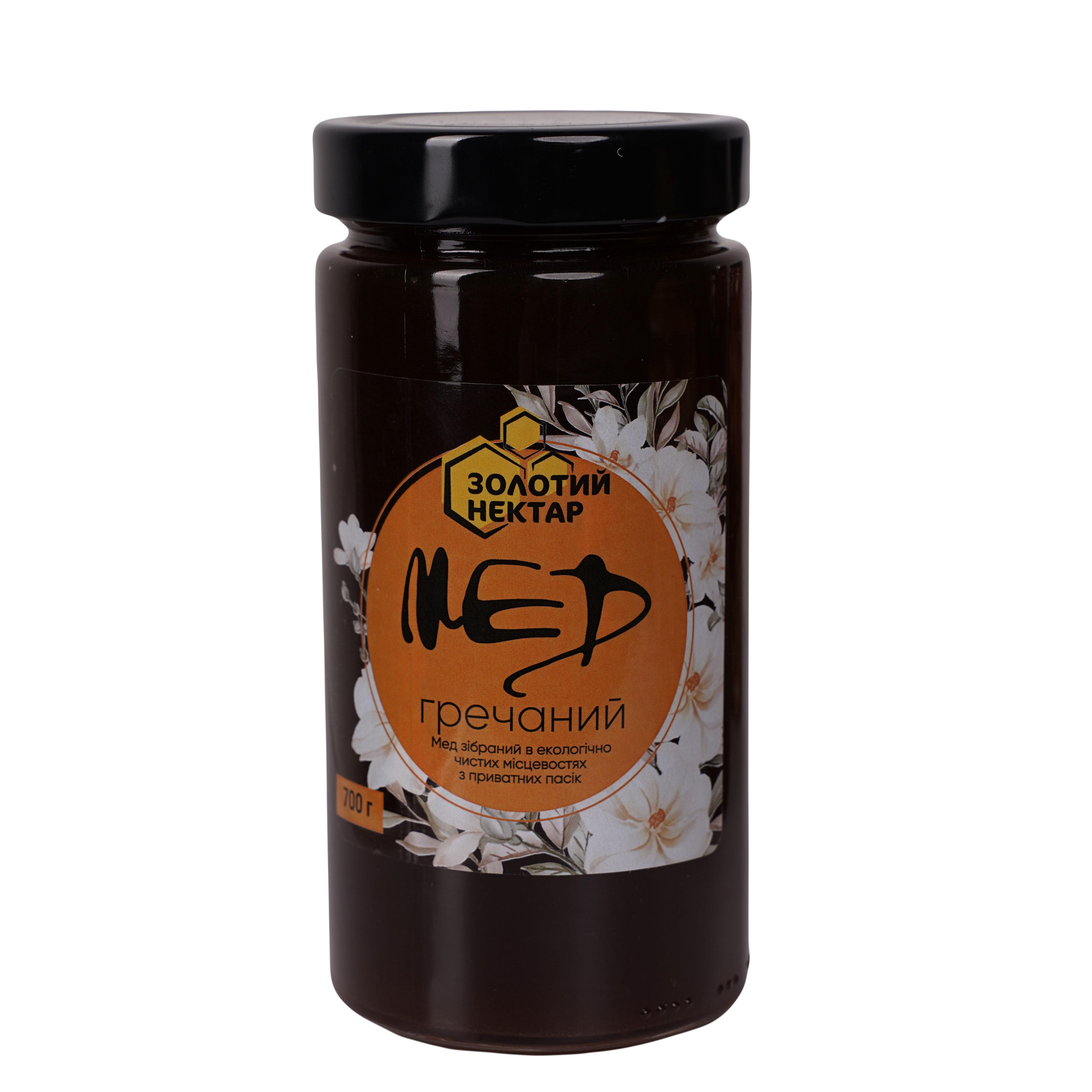 Мед гречишный натуральный пчелиный Золотой Нектар в стеклянной банке 700 г