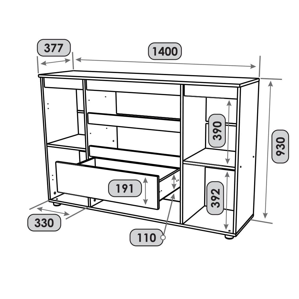 Комод Everest Лайт КЛ-4 1400х377х930 мм Крафт белый (11402) - фото 6 Комод Everest Лайт КЛ-4 1400х377х930 мм Крафт белый (11402) - фото 6