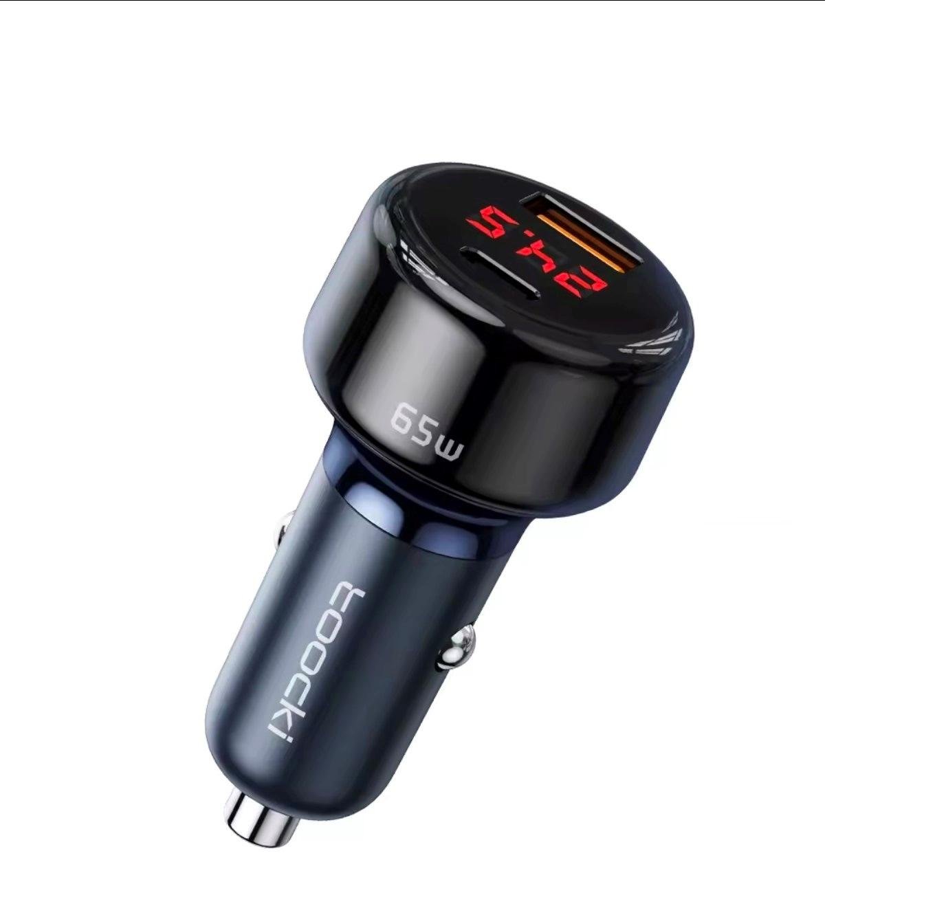 Зарядное устройство для автомобиля Toocki 65W (1 Type-C 65w 1 USB 30w) Зарядное устройство для автомобиля Toocki 65W (1 Type-C 65w 1 USB 30w)