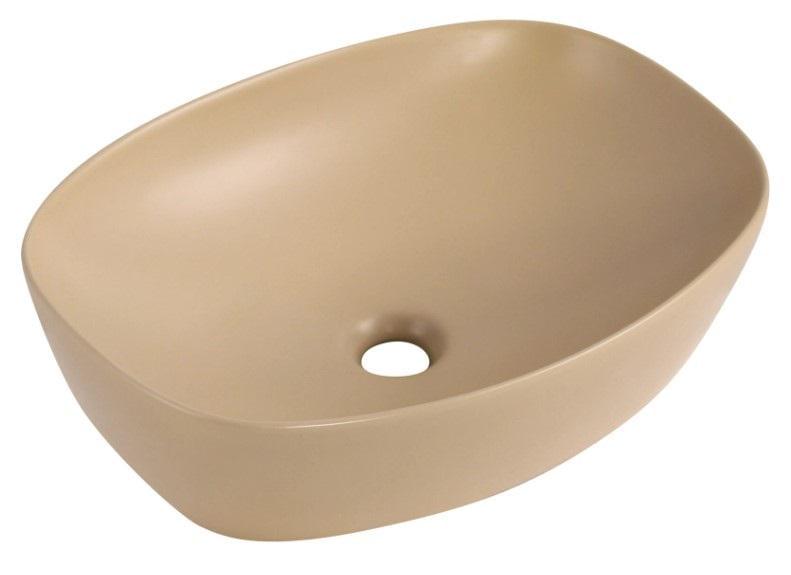 Раковина накладная прямоугольная Qtap Robin с донным клапаном Beige (QT04116302SB)