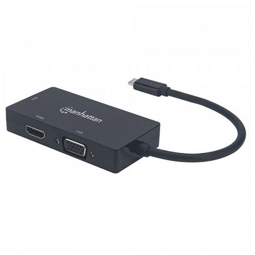 Док-станція Manhattan 152983 USB3.1 Type-C HDMI/DVI-I/VGA 10 см Black - фото 2