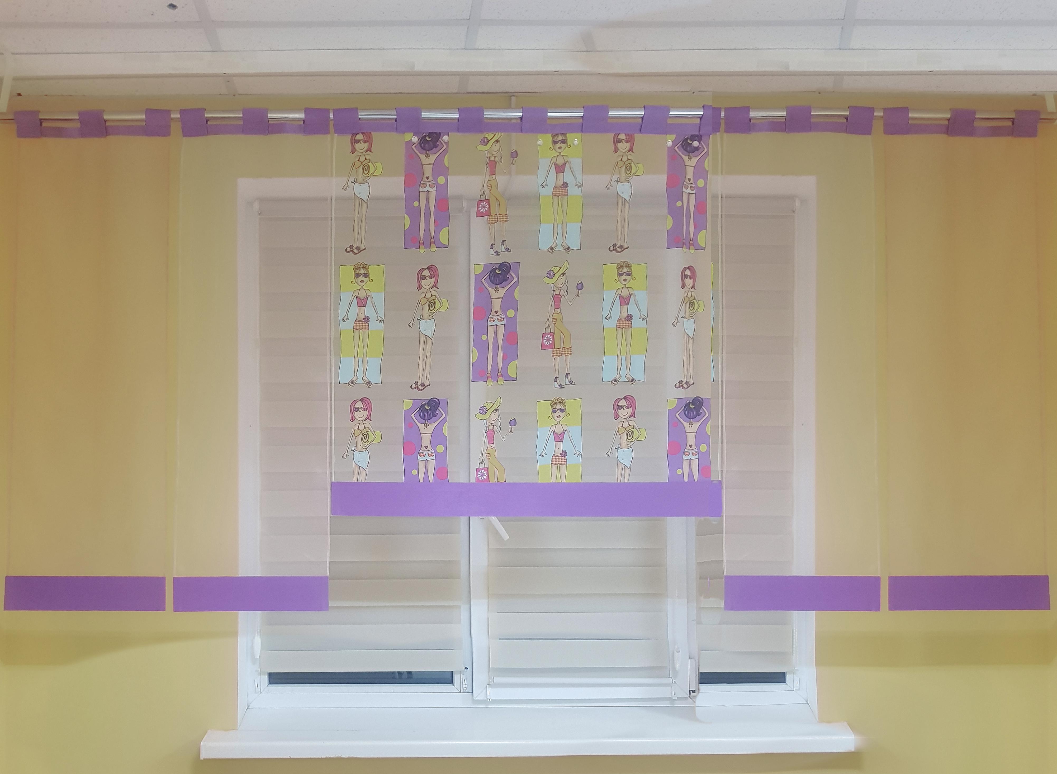 Комплект панельних фіранок в дитячу кімнату дівчинки Firanka Sun 6 шт. карниз 250 см Фіолетовий (70_3п)