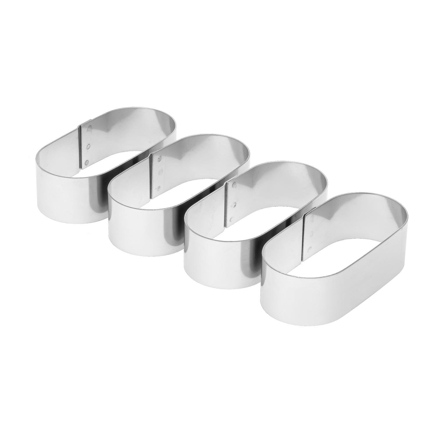 Формочки порційні металеві овальні для еклерів/тістечок/тарталеток 8х4х2,5 см 4 шт. (87232)