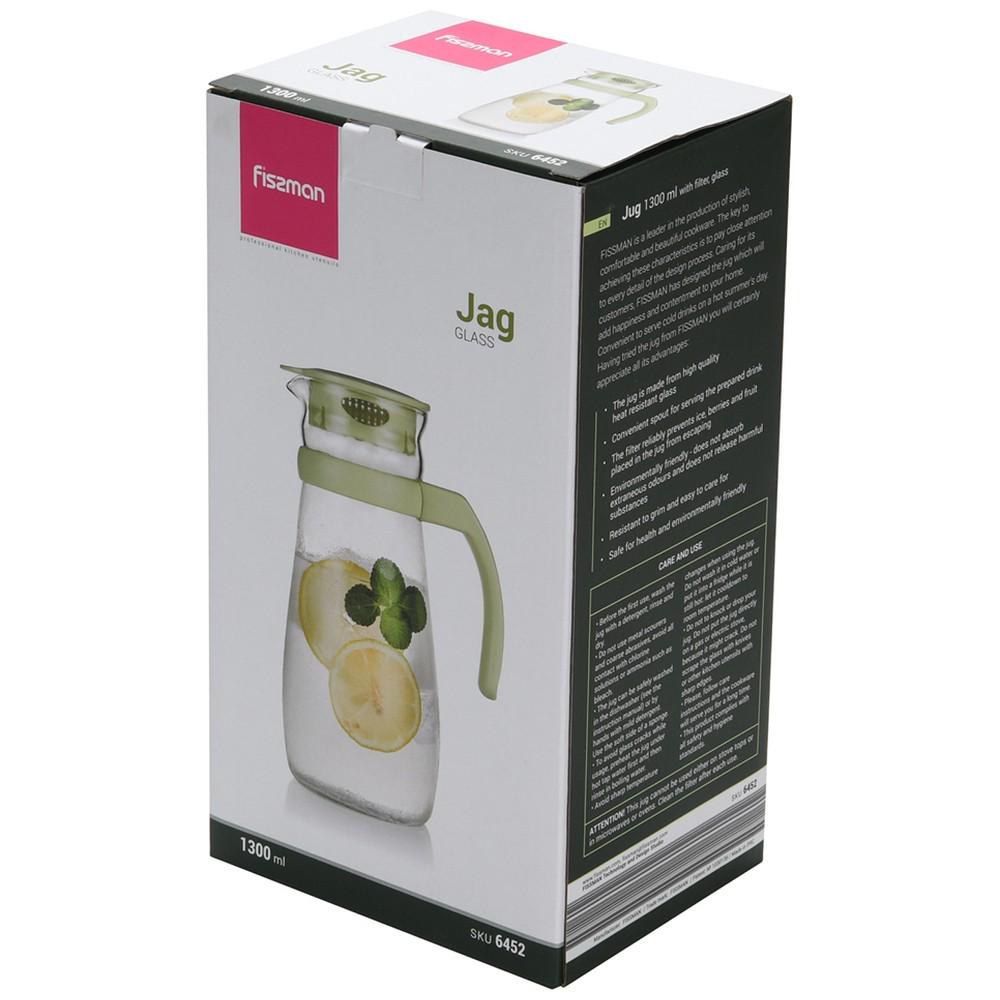 Кувшин Fissman 1,3 л Прозрачный/Зеленый (6452) - фото 4