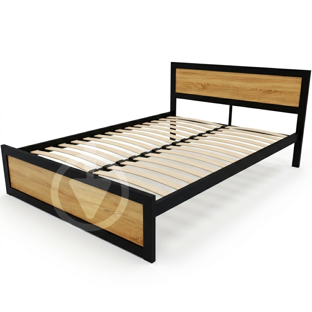 Кровать двуспальная RoMax Loft 140х200 см Дуб сонома/Черный