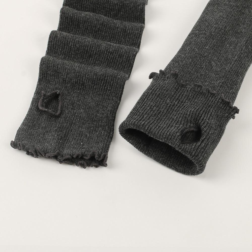 Мітенки з рюшами в рубчик One size Темно-сірий (2199) - фото 3