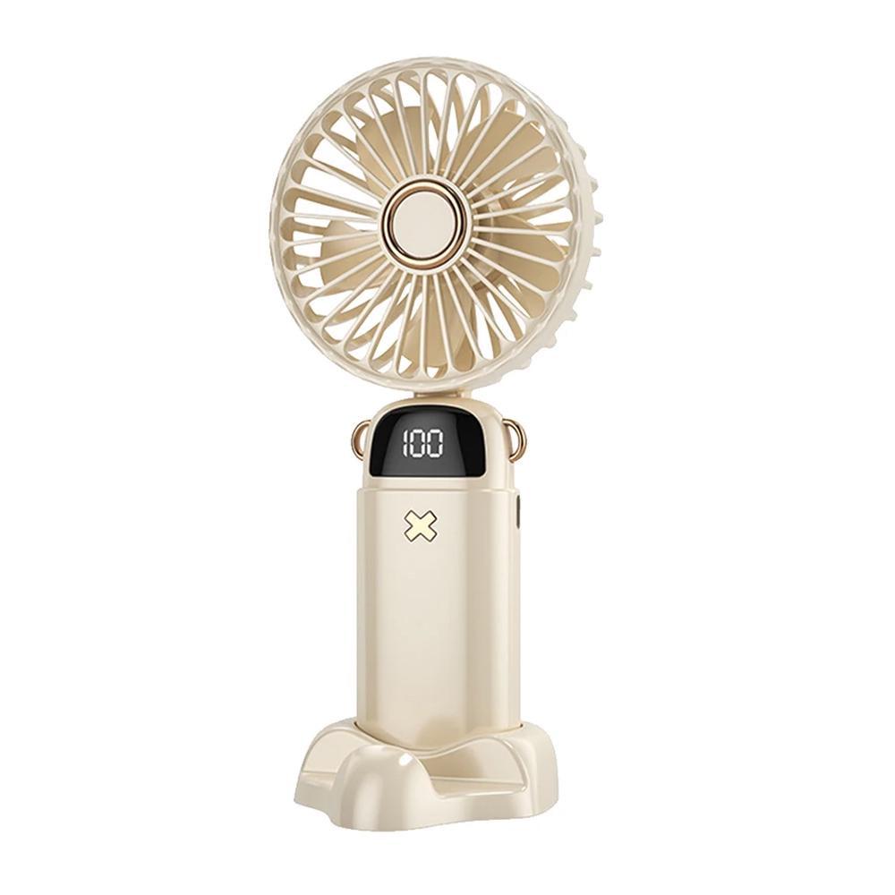 Мини-вентилятор Portable Fan PF-06 аккумуляторный 5 скоростей Бежевый (SS-90)