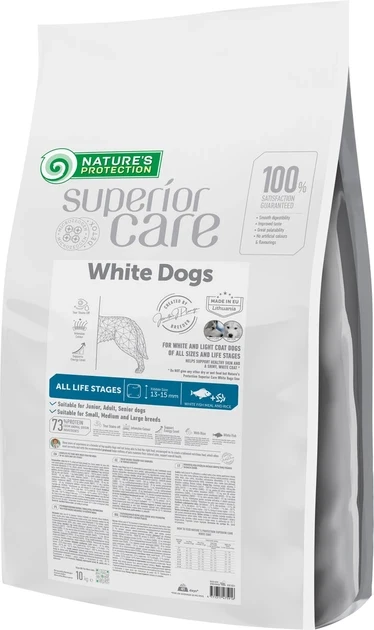 Корм сухий Nature's Protection із білою рибою для собак усіх розмірів та стадій життя з білою шерстю 10 кг (NPSC47591)