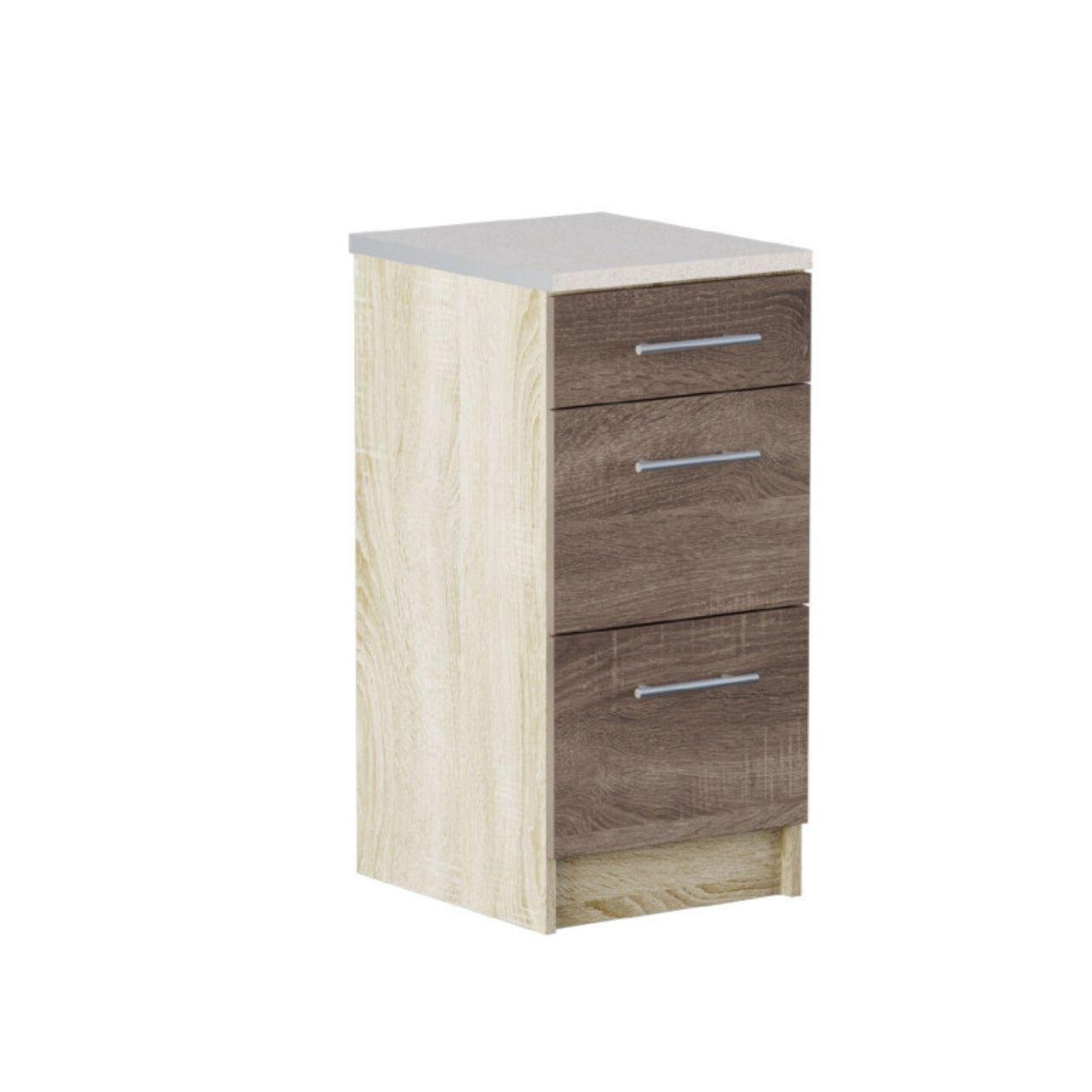 Кухня секция Эко Эверест 40 Низ 3 ящика 400х456х820 мм без столешницы Дуб сонома/Трюфель (eko-360)
