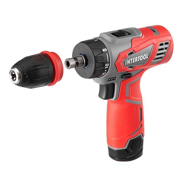 Дрель-шуруповерт аккумуляторный Intertool DT-0314 12 В Li-ion 1,5 Ач 30 Нм 0-350/0-1300 об/мин 0,8-10 мм съемный патрон