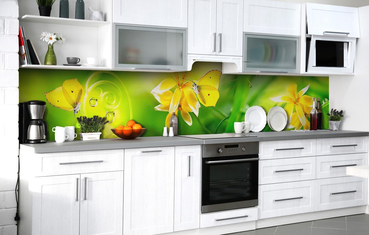 Кухонный фартук Луговая лимонница виниловый самоклеющийся 60х250 см