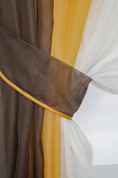 шторы с подвязками шифон 300х170 см Венге/Янтарый/Молочный (054к) - фото 2 шторы с подвязками шифон 300х170 см Венге/Янтарый/Молочный (054к) - фото 2