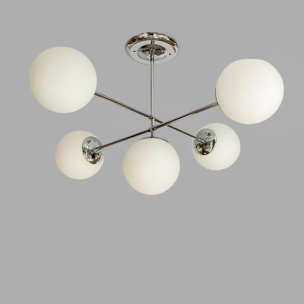 Люстра молекула потолочная Light House SRS-20643A/5 плафоны белые Хром