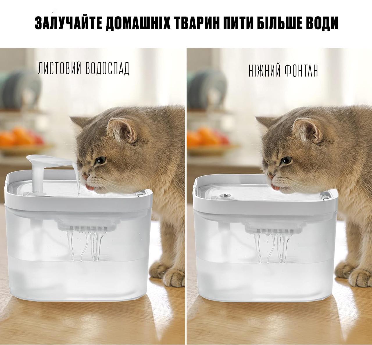 Поилка фонтан для кошек и собак Petory 2,2 л с фильтром Белый (2090673034) - фото 4