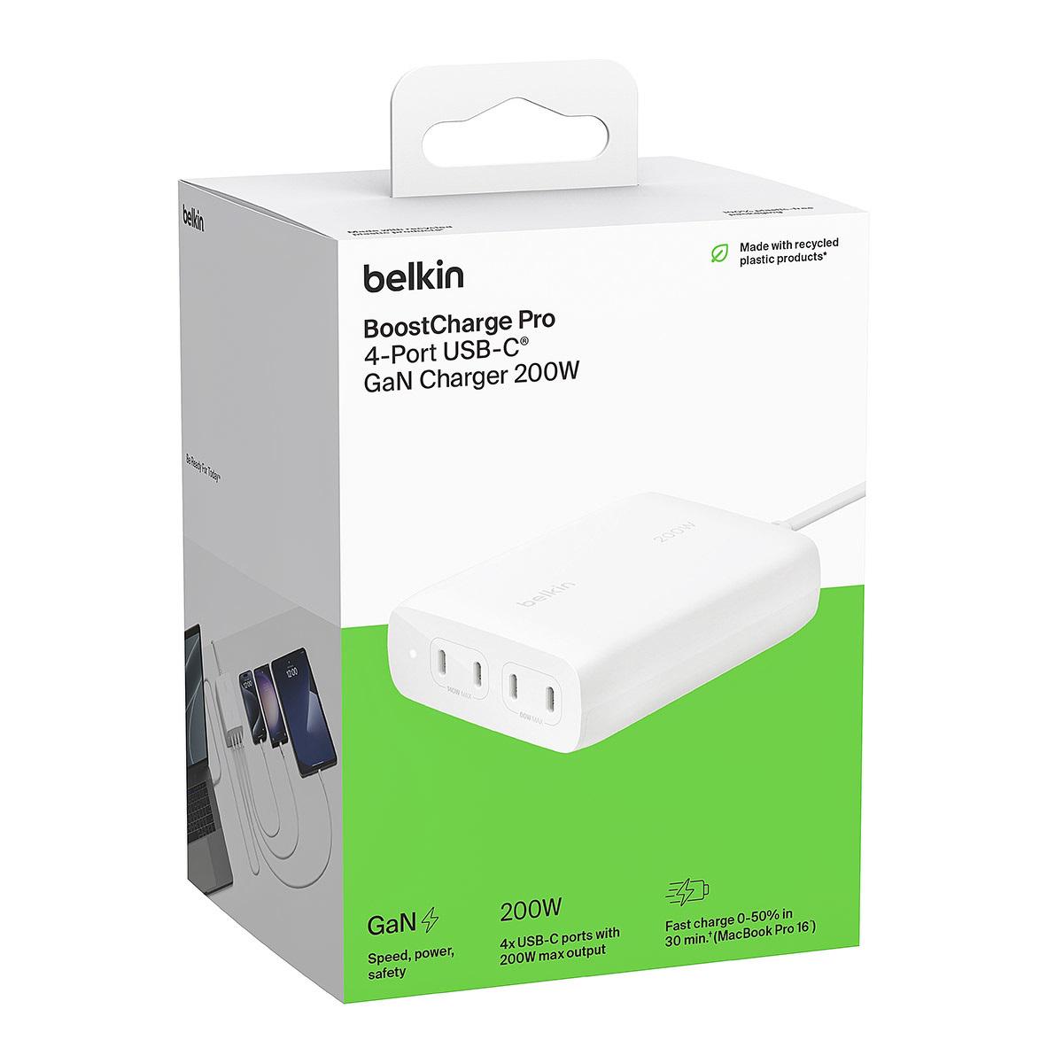 Зарядное устройство сетевое Belkin GaN 200W Белый (WCH015VFWH) - фото 7 Зарядное устройство сетевое Belkin GaN 200W Белый (WCH015VFWH) - фото 7