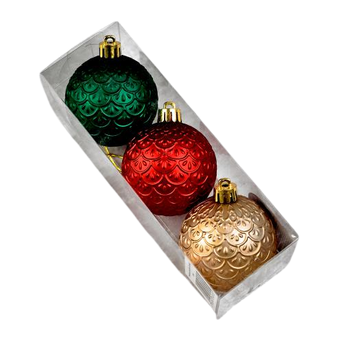 Шарики новогодние Stenson 9564 пластиковые 6 см 3 шт. (581784)