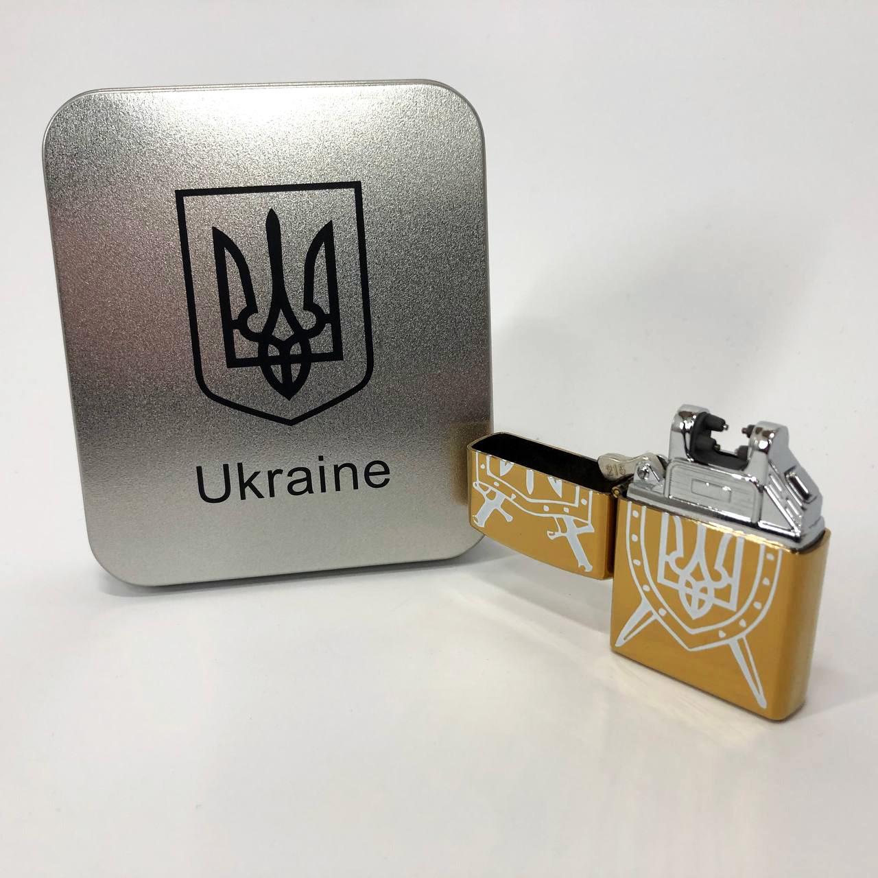Зажигалка дуговая электроимпульсная зажигалка USB Украина Золотой (HL-446) - фото 4