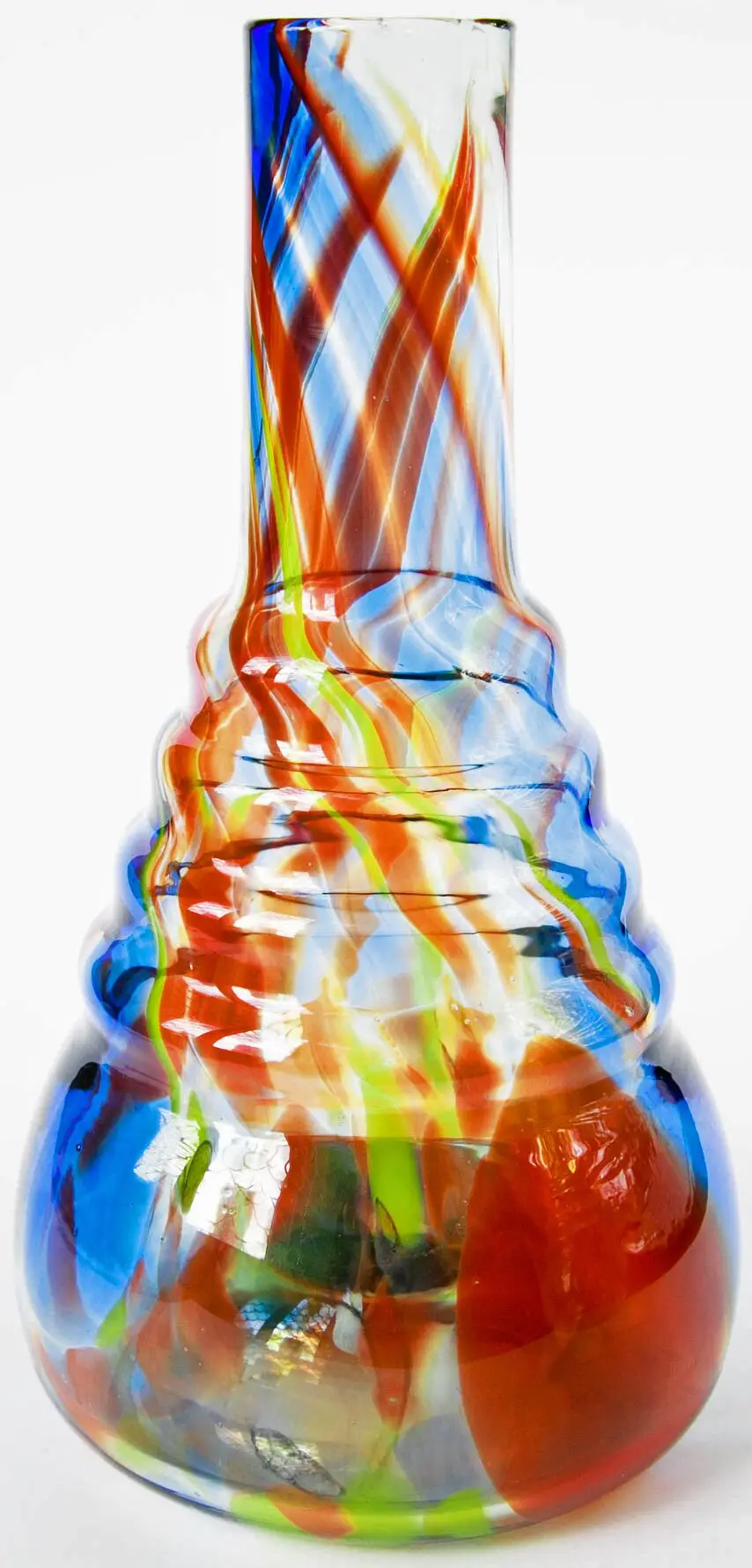 Колба для кальяна Amy 630 под поклейку стеклянная база с цветными разводами и местом под подсветку 29 см