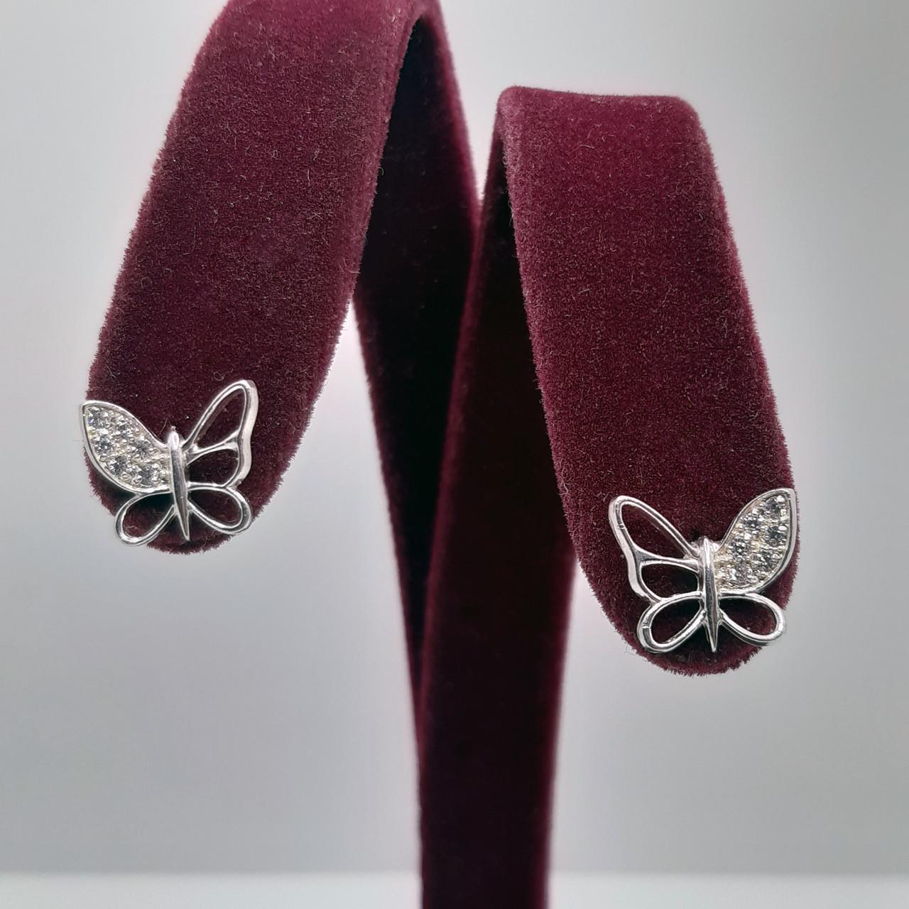 Серьги серебро пусеты винтики бабочки 925° 1,59 г (22С301)