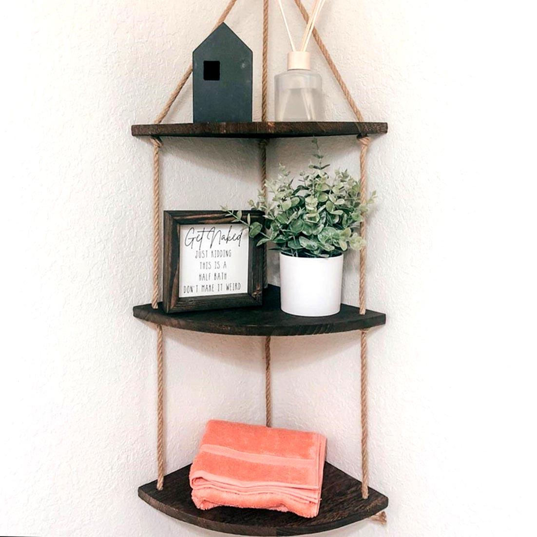 Полка настенная угловая из дерева Ринкон Венге (УНП-002512)