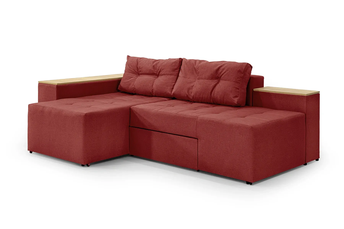 Диван угловой Домино 245х160 см Бордовый/Сонома (29557832) - фото 1