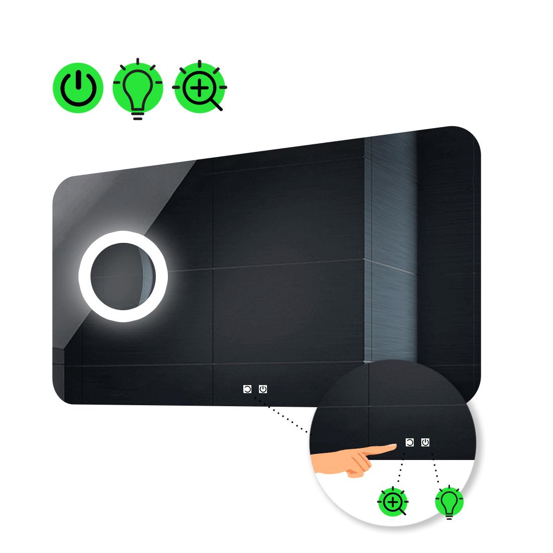 LED-зеркало 100x60 см с двумя сенсорами/линзой и подсветкой Ornela (Ornelag124)