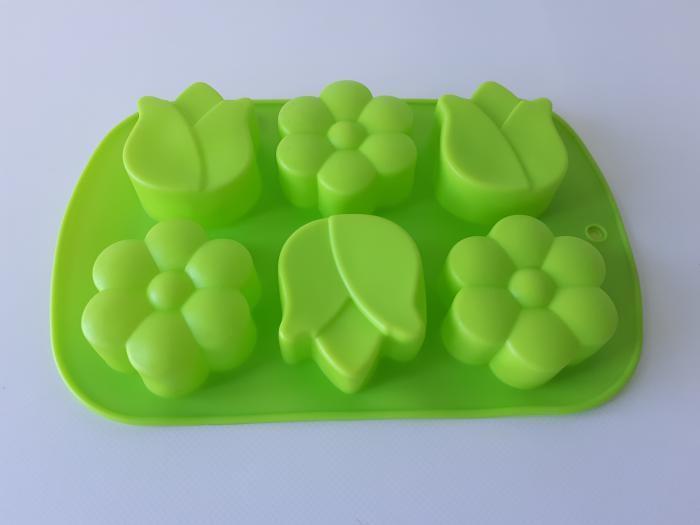 Форма кондитерская для выпечки печенья Цветы силиконовые 6 шт. 26x17x3 см (18379) - фото 2