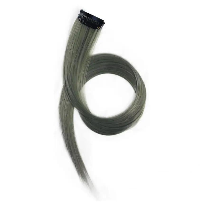 Декоративне пасмо волосся однотонне на заколці 50 см Попелястий (M4-8-1196-СІР)