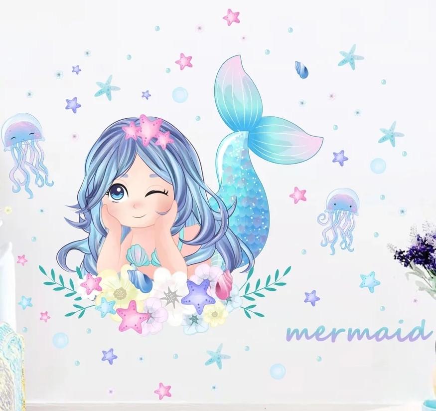 Наклейка вінілова BRUP Русалонька Mermaid лист 30х60 см (Б459)