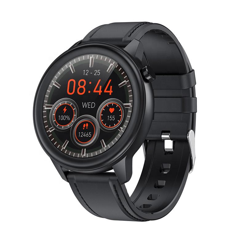 Умные часы Lemfo F81 Leather с тонометром и пульсоксиметр Черный