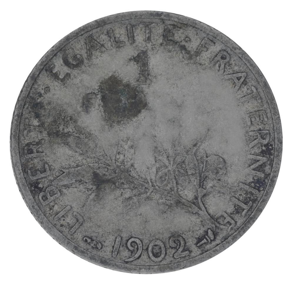 Коллекционная монета Франция 1 франк 1902 серебро F-VF (М20808)