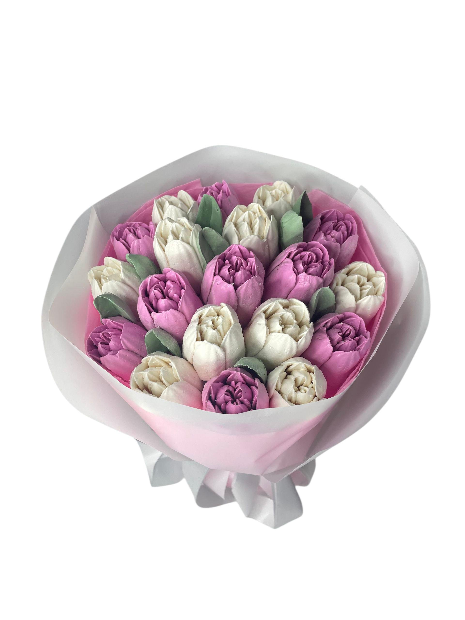 Букет зефирных цветов ручной работы 15 см (30317704)