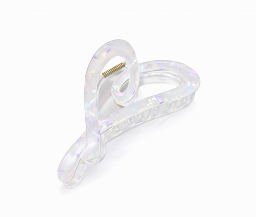 Заколка-крабик Серце акрил з вкрапленнями 12 см Прозорий (2932806655)