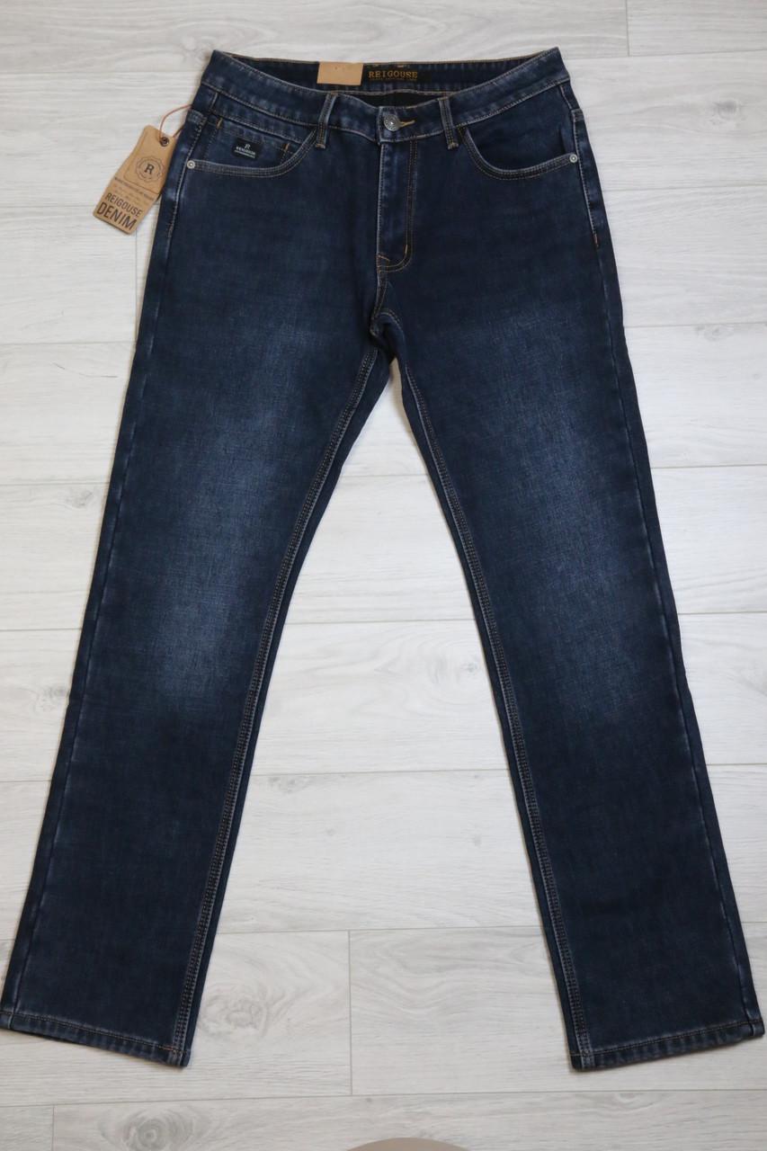 Джинсы мужские зимние Fang с потертостями р. 30 Серый графит (9903)