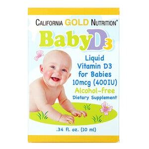 Вітамін D3 для дітей Baby Vitamin D3 California Gold Nutrition у краплях 400 МЕ 10 мл - фото 3