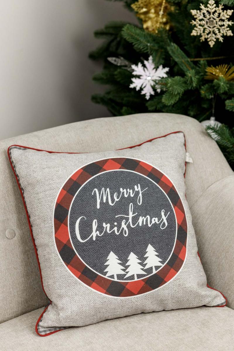 Наволочка декоративна Меry Cristmas сіра 45х45 см (031692) - фото 3