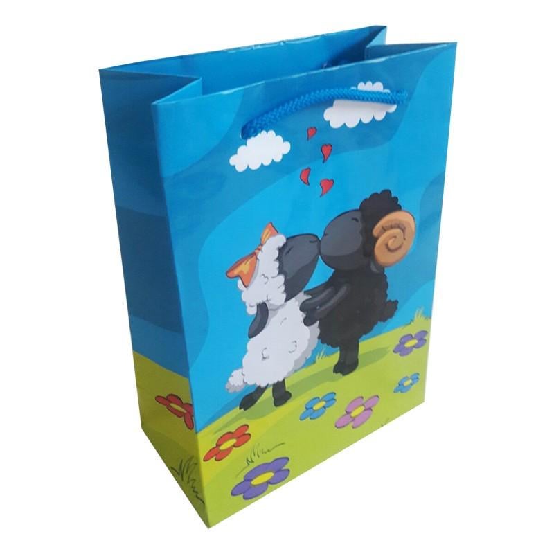Пакет подарунковий ППМ Овечки 150х210х80 мм Блакитний з принтом