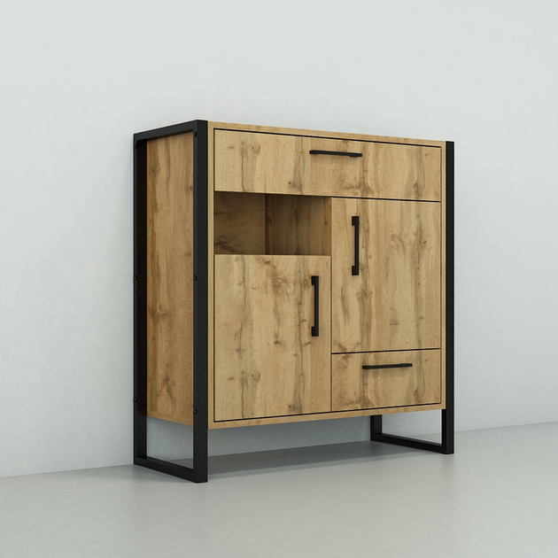 Тумба для прихожей Tobi Sho Формикс ЛТ-12 в стиле Лофт с ящиками и дверцами 860х350х900 мм Дуб аппалачи Тумба для прихожей Tobi Sho Формикс ЛТ-12 в стиле Лофт с ящиками и дверцами 860х350х900 мм Дуб аппалачи