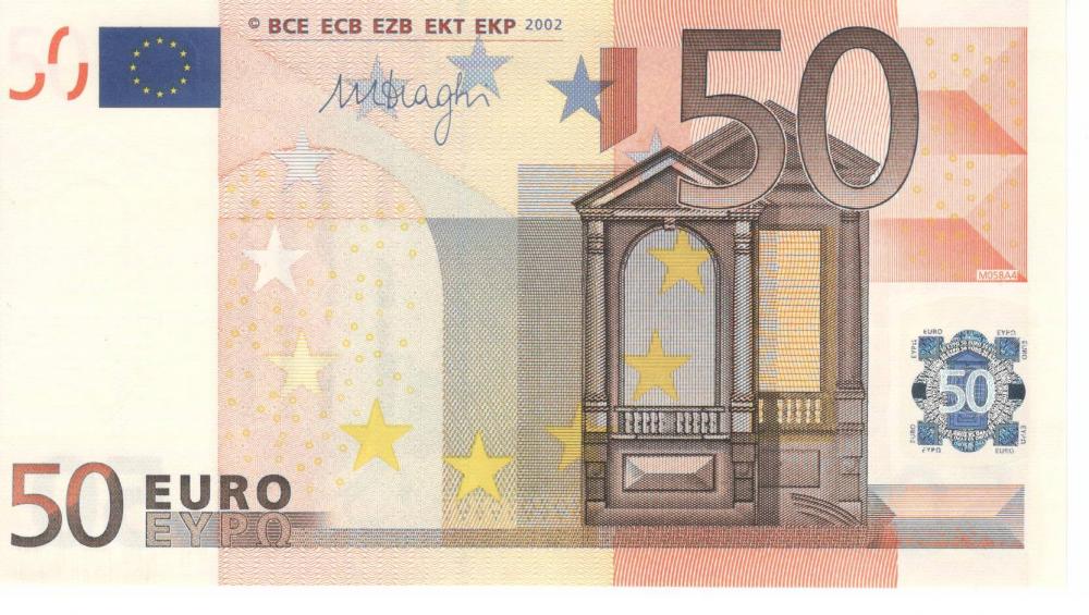 Коллекционная банкнота Испания 50 евро 2002 V M058 UNC (Б06785)