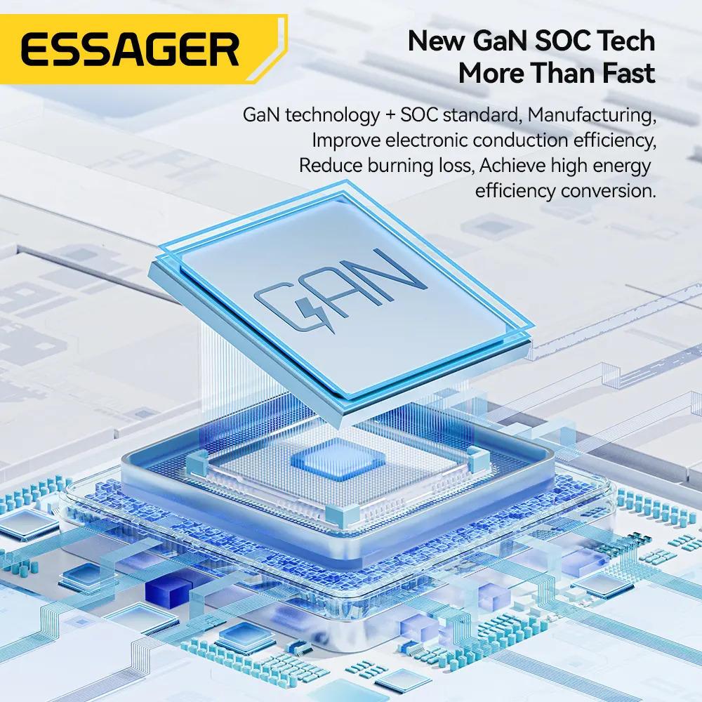 Зарядное устройство Essager 67W GaN Travel Charger JT-G67TC2U1 2 TYPE C USB A EU Black (ECTAC-KSB01-Z) - фото 5 Зарядное устройство Essager 67W GaN Travel Charger JT-G67TC2U1 2 TYPE C USB A EU Black (ECTAC-KSB01-Z) - фото 5