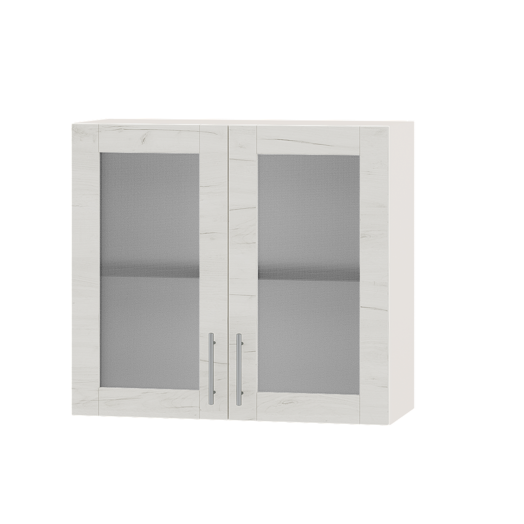 Шафа верхня Еверест Оптіма модуль Верх вітрина ВВ10-800 80х30х72 см Дуб крафт білий/Білий (01286)