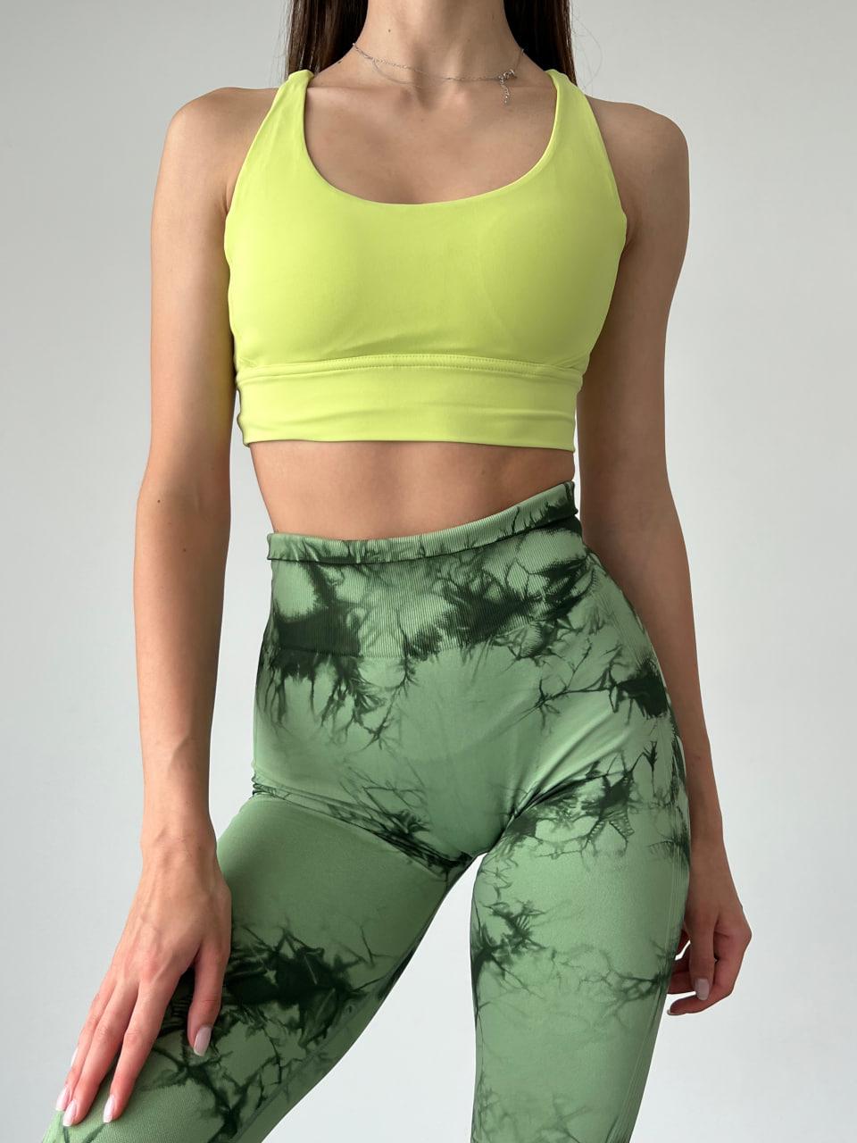 Леггинсы с мраморным принтом S Зеленый (HX0130000S) - фото 2